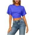 thumbnail image 2 of Ounisa Women's Oversized Short Sleeve T-Shirt, Casual Drop Shoulder Top with Roll-Up Cuff Sleeves for Summer, 2 of 7
