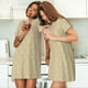 thumbnail image 4 of Fotbe Damask Beige Tan Brown Bata de Dormir para Mujer con Estampado, Camisón de Algodón de Manga Corta, Ropa de Dormir Casual, 4 of 6
