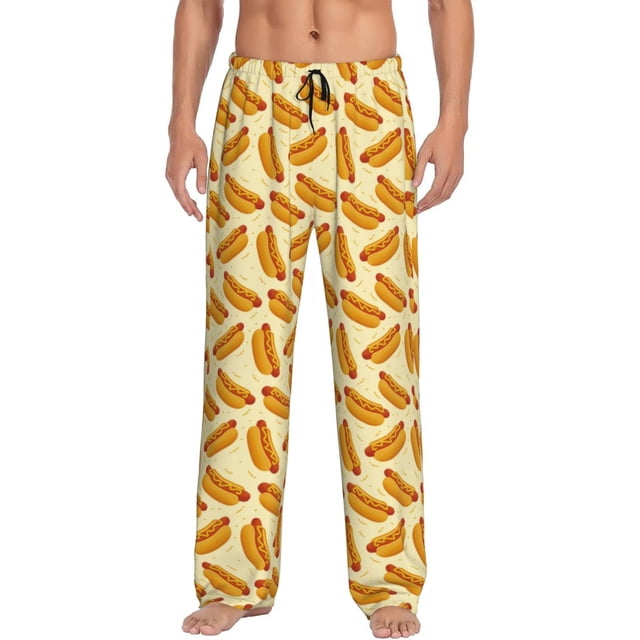 Fotbe Hot Dog 3 Pantalones de Pijama para Hombre, Pantalones de Dormir, Pantalones de Casa con Cintura Ajustable y Bolsillos-Medium
