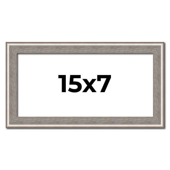 15x7 Frame Grey Real Wood Picture Frame Width 1.25 inches | Interior Frame Depth 0.5 inches | Hans