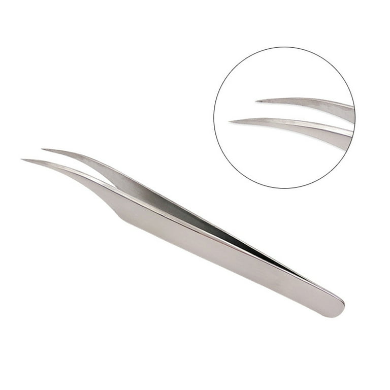 ExistingBeauty Eyelash Applicator Tweezers - 5 Pcs of Lash DIY Precision Set, Stainless Steel Curved Tools