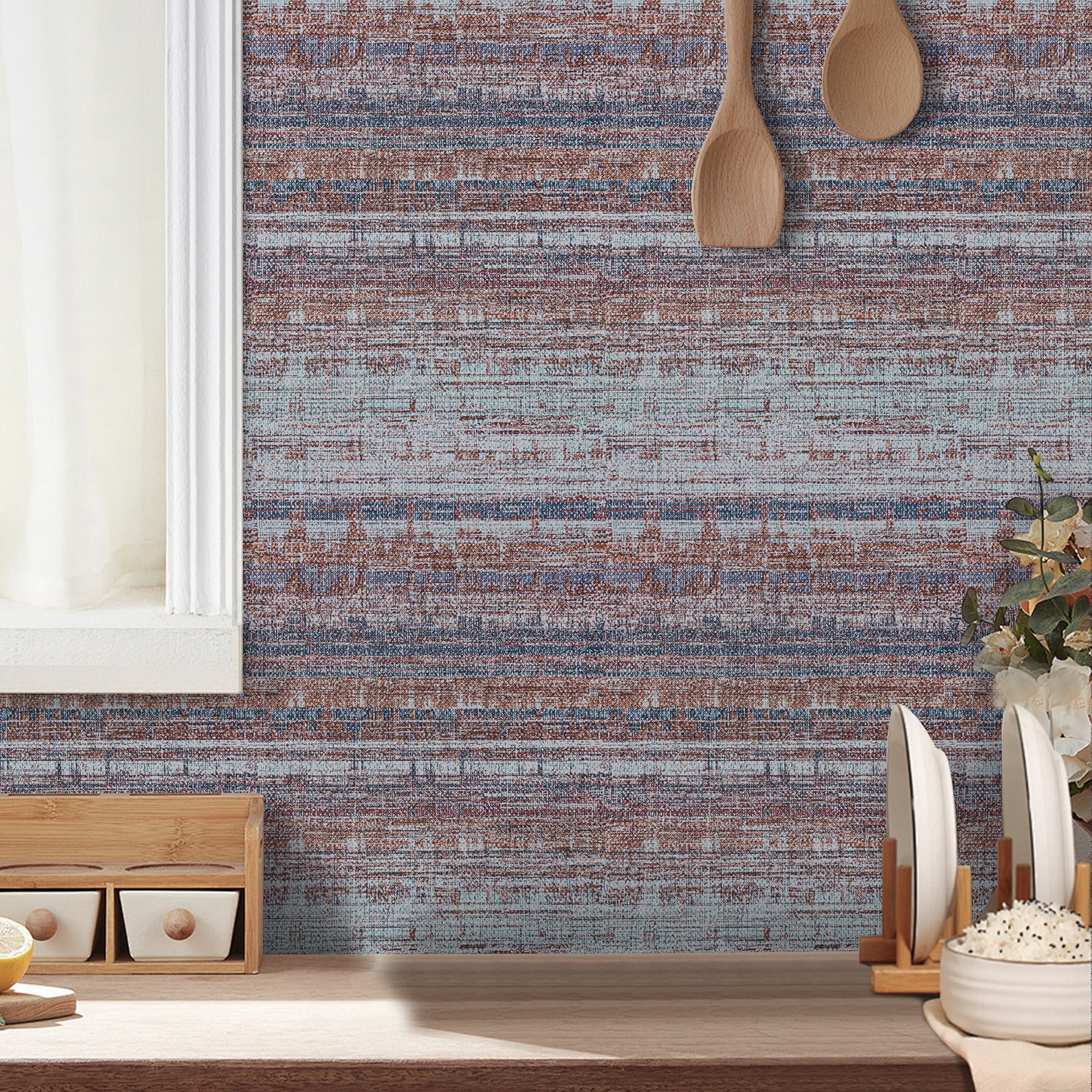 UMIGGEE Faux Grass Cloth Multicolor Wallpaper Peel and Stick Wallpaper 17.3-in x 118-in Self-Adhesive Removable Contact Paper for Furniture