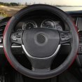 thumbnail image 3 of Giant Panda PVC Soft Leather Steering Wheel Cover with Breathable Mesh, 15 Inches Universal, Black and Red, 3 of 8