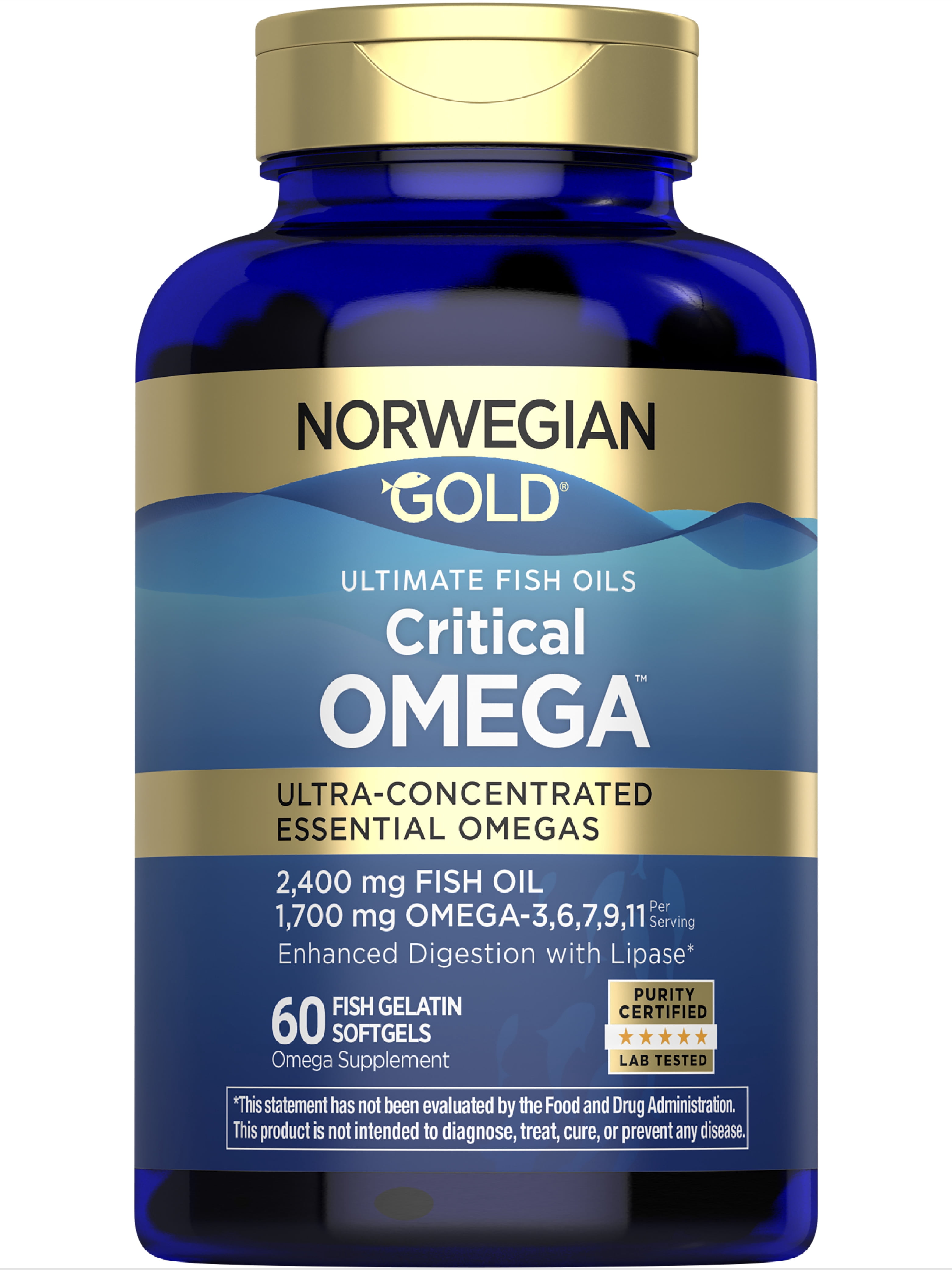 Norwegian Gold Critical Omega-3 Fish Oil | 60 Fish Gelatin Softgels | by Renew Life