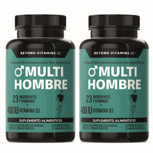 Kit Multivitaminico para Hombres con 24 Ingredientes y Vitaminas Suplemento Alimenticio Beyond Vitamins - 120 Cápsulas Beyond Vitamins Mulitivitaminico para Hombre Vitaminas en Cápsulas
