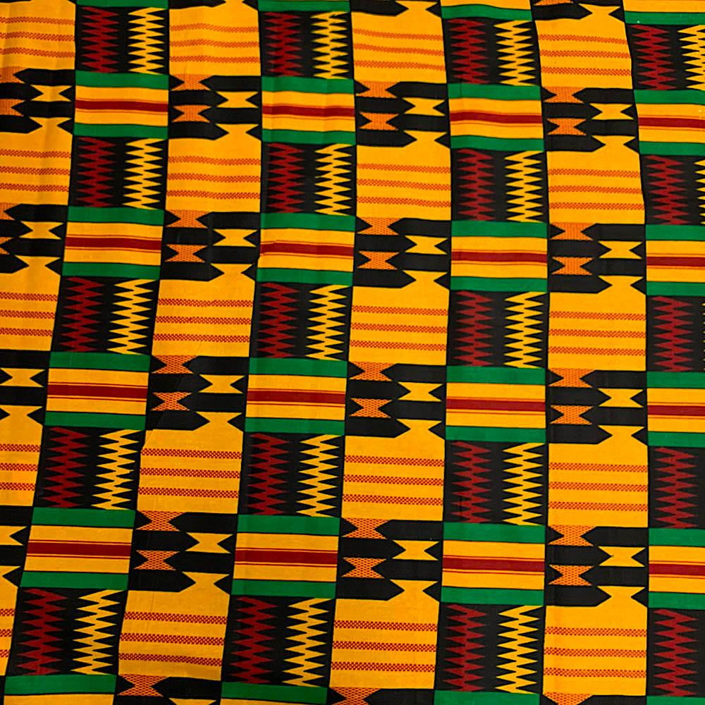 Kente African Print Fabric Cotton Ankara 44 Inches Sold By The Yard  (19004-2) 