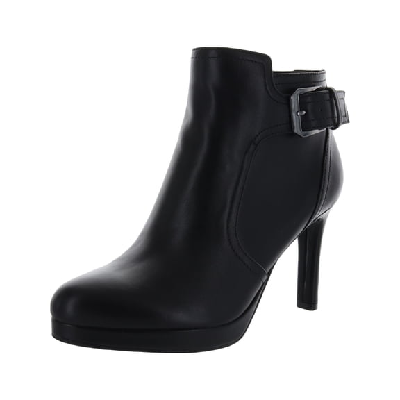 Naturalizer Womens Tatum Leather Ankle Booties Black 6 Wide (C,D,W)