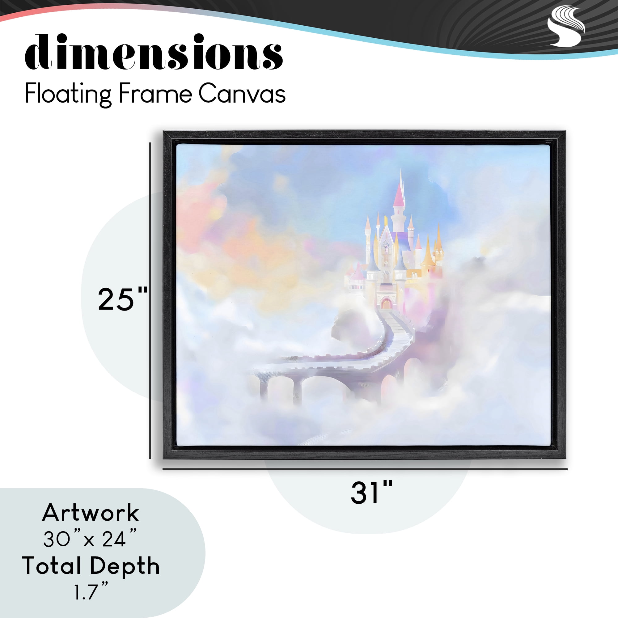 Stupell Industries Enchanted Bridge To Castle Black Framed Floater Canvas Wall Art, design by Arlington Prints