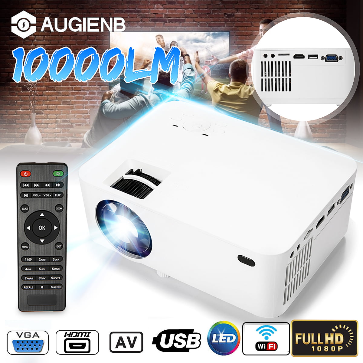 With Projector Wifi Projector Wireless Projector Supports 1080P Full HD 