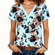 thumbnail image 2 of Tejiojio Women's V-Neck Loose Fit Solid Color Blouse Short Sleeve Button-Down Casual S-2XL, 2 of 9