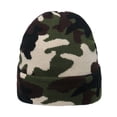 thumbnail image 1 of Gorro de invierno con puños suaves, pompón, rayas, tejido con calaveras, holgado, para esquí, cálido, tejido de camuflaje en jacquard, 1 of 5