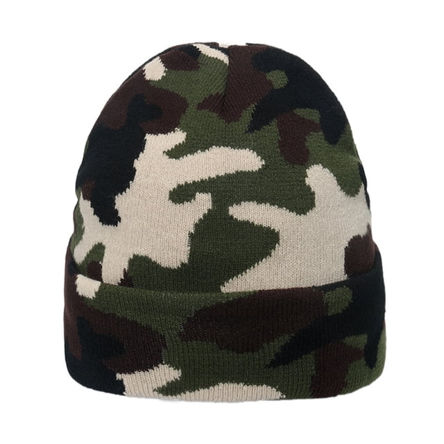 Gorro de invierno con puños suaves, pompón, rayas, tejido con calaveras, holgado, para esquí, cálido, tejido de camuflaje en jacquard
