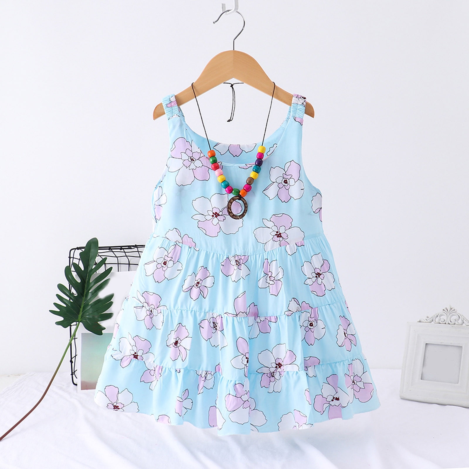 PEASKJP Maxi Dresses for Girls 2023 Toddler Girls Short Sleeve Chiffon  Casual Style Tulle Floral Printed Flowy Dress White 10-12 Years