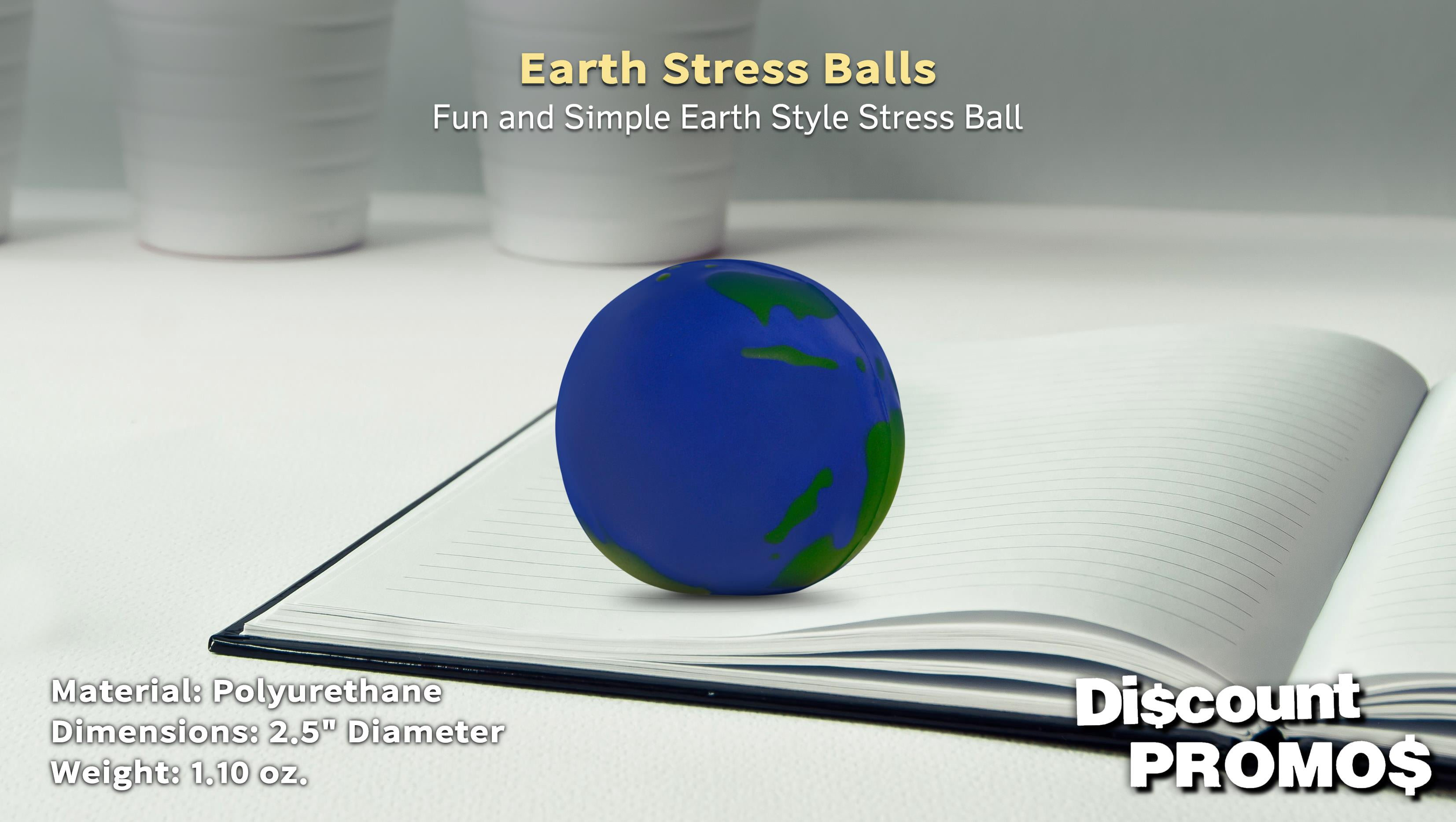 10 Earth Stress Balls Pack - PU Foam, Squeezable - Blue