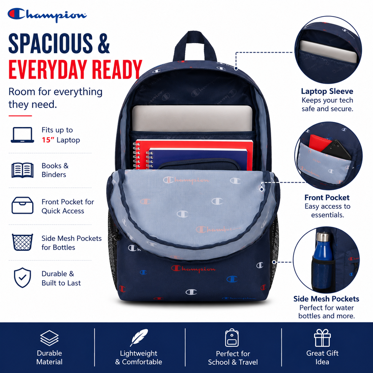 Mochila escolar para niños y niñas con funda para laptop, 17 pulgadas 2