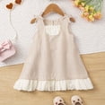 thumbnail image 2 of YDFCWXW Girls Summer Dresses,Kids Cute Mid-Length Casual Sundress,Children's Lace-up Back Strapless Dress for Girl 2-10 T (7-8 Years, Khaki), 2 of 9