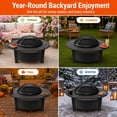 thumbnail image 6 of 37" Fire Pits for Outside, SEGMART Outdoor Fire Pit, Round Wood Burning Fire Pit with Grill, Lid, Fire Pit Table for Patio BBQ, Backyard Fire Pit, Firepit for Outside Patio, Black, 6 of 8