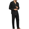 thumbnail image 5 of Luxalzxs Matching Pajamas for Men, Mens Pajama Set Soft Cotton Button Down Notched Collar Pjs Set Long Sleeve Shirts & Pants 2 Piece Sleepwear Lounge Nightwear with Pockets, 5 of 6