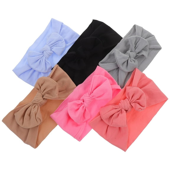 AURARMLET 6-Pack Baby Headbands with Bow Design, Soft Nylon Elastic Hairbands in Assorted Colors for Infants and Toddlers