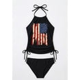 thumbnail image 2 of VNJQPG USA Flag womens tankini bathing suits Halter Neck Set-B6-Black,M, 2 of 3
