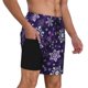 thumbnail image 2 of Balery Christmas Purple Snowflakes Bañador para hombre, shorts de playa de secado rápido con entrepierna y forro de compresión-Medium, 2 of 6