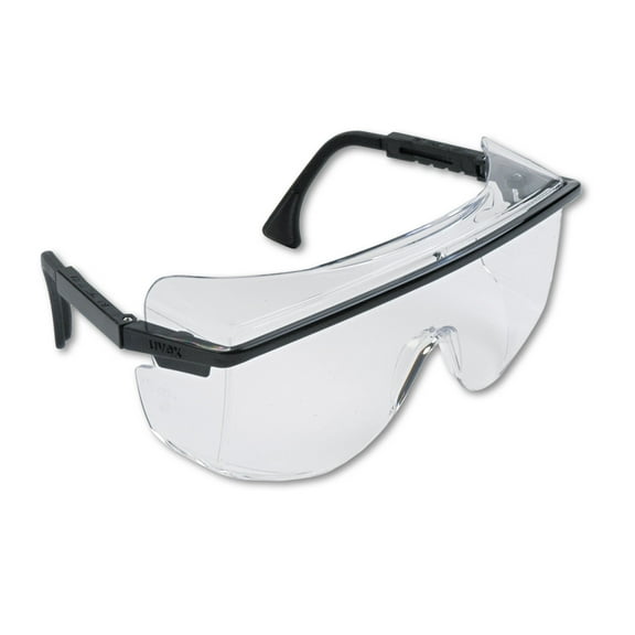 Honeywell Astro Otg 3001 Wraparound Safety Glasses, Black Plastic Frame, Clear Lens