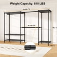 thumbnail image 4 of ULIF E17 Heavy-Duty Clothes Rack with 2 Expandable Hanging Rods, Black | (78-102.7)”W x 15.7”D x 76.6”H Adjustable Clothing Racks with Shelves, Metal Closet Wardrobe System for Hanging Clothes, 4 of 8