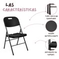 thumbnail image 5 of Set 8 Sillas Plegables Reforzadas 120kg Acero Polietileno Comedor Hogar Eventos Color Negra., 5 of 5