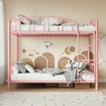 thumbnail image 2 of Festisoul Metal Twin over Twin Size Bunk Bed Frame with Heightened Arched Guardrail and Safety Ladder Noise Free, Heavy-duty, Pink, 2 of 7