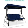 thumbnail image 2 of CHAUKY 3-Seat Outdoor Large Converting Canopy Swing Glider, Patio Hammock Lounge Chair for Porch, Backyard w/Flatbed, Adjustable Shade, Removable Cushions - Navy, 2 of 7