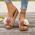 thumbnail image 2 of Yyuenw Women Square Toe 3D Flower Wedge Slide Sandals PU Open Toe Slip On Summer Shoes, 2 of 9