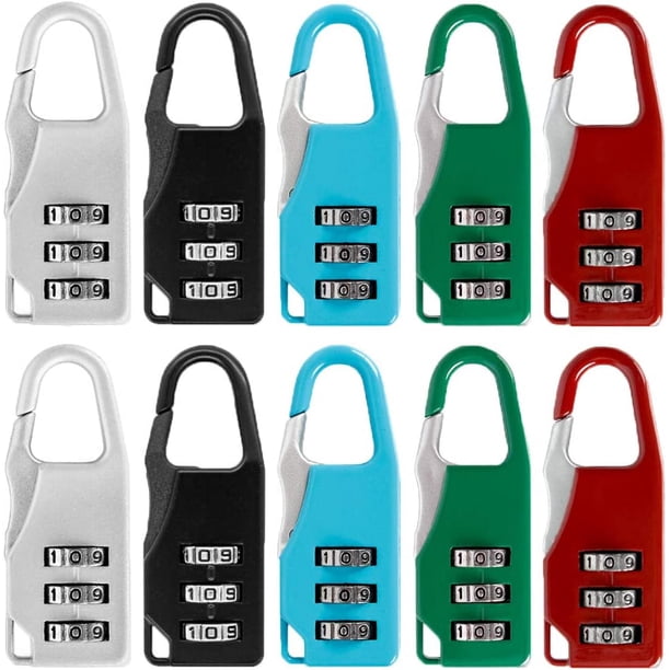 Candado para equipaje, candado para equipaje de aleación de zinc de 10 piezas, candado de combinación, candado de combinación numérica para gabinetes, casilleros, mochilas, maletas de viaje, papelerí TUNC Sencillez