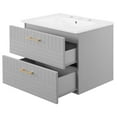 thumbnail image 5 of Sink Vanity Cabinet, Grey Gray White, Ceramic, Wood, Modern Contemporary, Hotel Bedroom Bathroom Master Suite Guest, 5 of 9