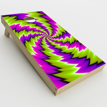Skin Decal Vinyl Wrap for Cornhole Game Board Bag Toss (2xpcs.) Skins Stickers Cover / Psychedelic Moving Purple Green Swirls