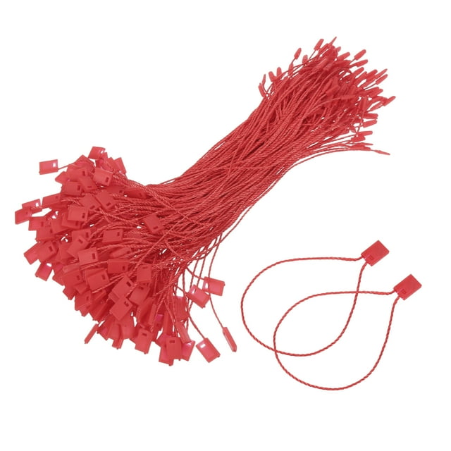 Uxcell 1000pcs Polyester Hang Tag String (6.7") - Plastic Snap Lock Pin Loop Red
