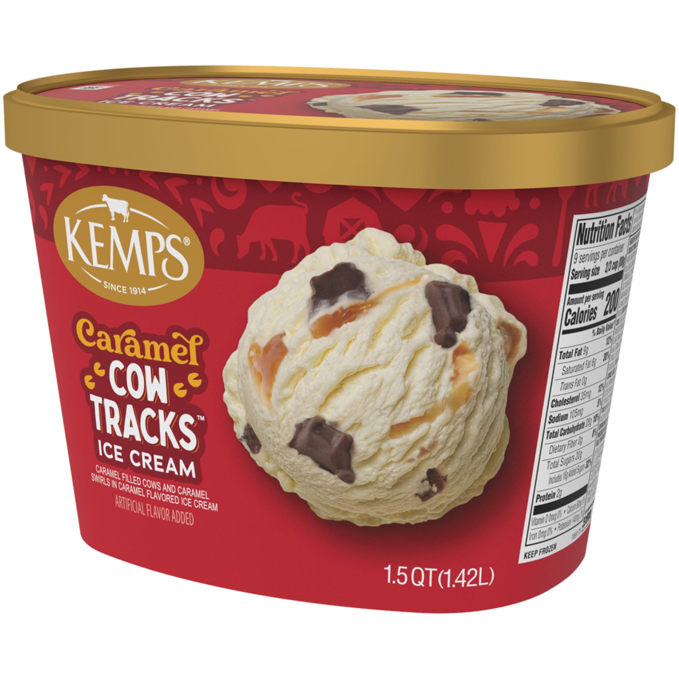 Kemps Caramel Cow Tracks Ice Cream 1.5 Quart