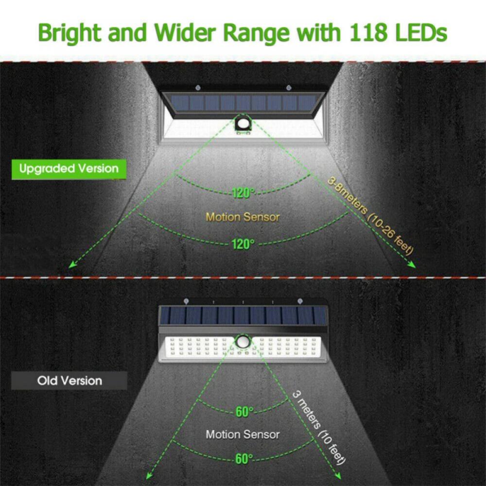 118 LED Solar Power PIR Motion Sensor Wall Light Waterproof Wide Angle Wall Security Light Outdoor Garden Patio Yard Landscape Lamp (1 Pack) - image 5 of 9