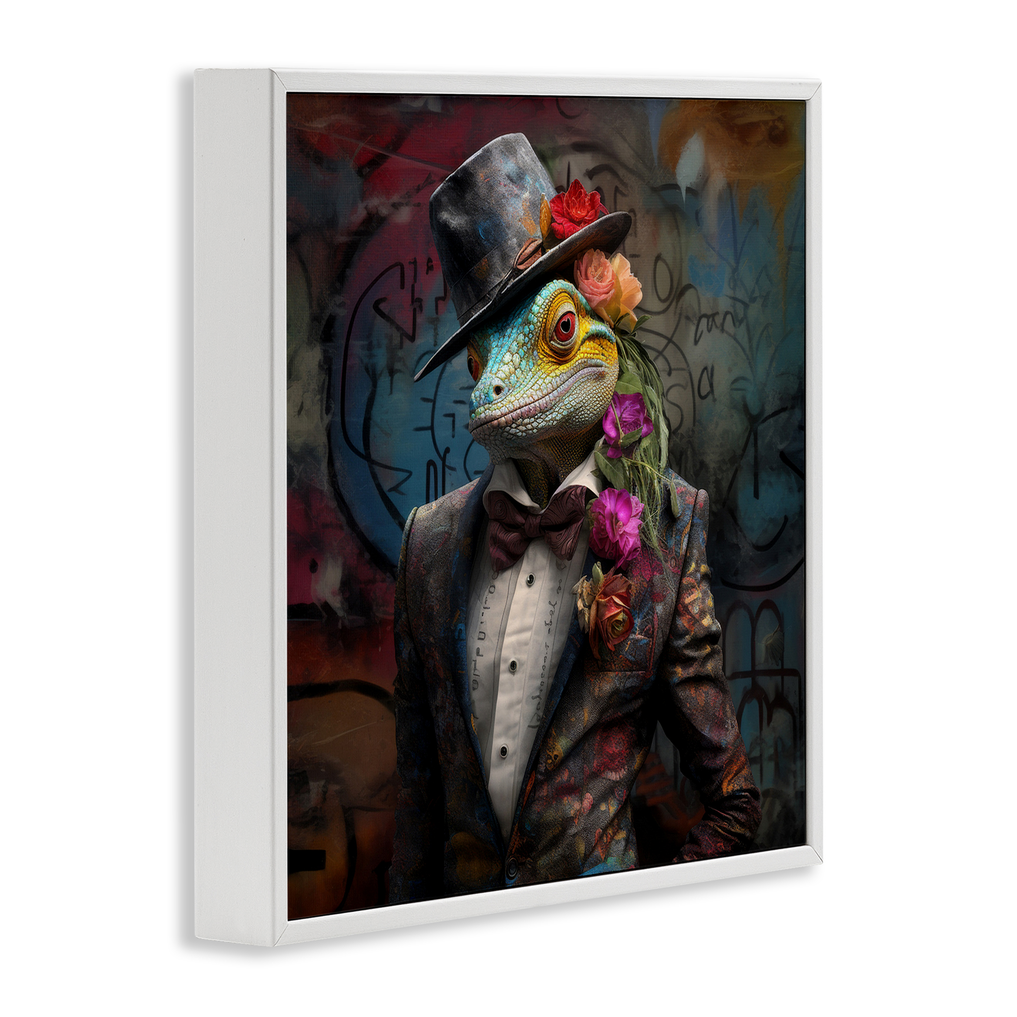 Stupell Industries Urban Graffiti Lizard Animals & Insects Painting White Framed Art Print Wall Art, 17 x 17