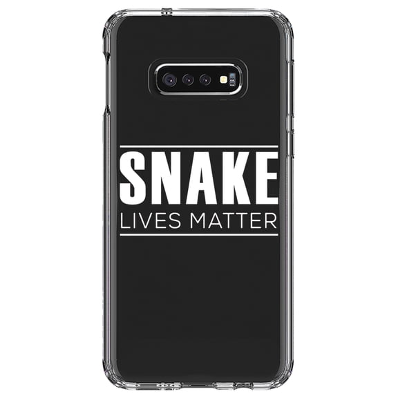 DistinctInk Clear Shockproof Hybrid Case for Samsung Galaxy S10e (5.8" Screen) - TPU Bumper Acrylic Back Tempered Glass Screen Protector - SNAKE Lives Matter