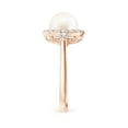 thumbnail image 6 of Angara Freshwater Cultured Pearl Halo Engagement Ring in 14K Rose Gold for Women | June Birthstone Jewelry for Her, 6 of 8