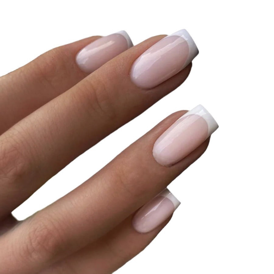 Cross-border hot sale classic fashion white edge sweet pink versatile color wearing nail removable fake nail finished product wholesale
