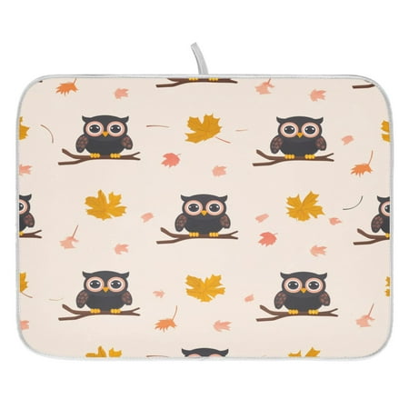 

Little Owl Dish Drying Mat for Kitchen Quick Drying Absorbent Soft Durable 16 x 18