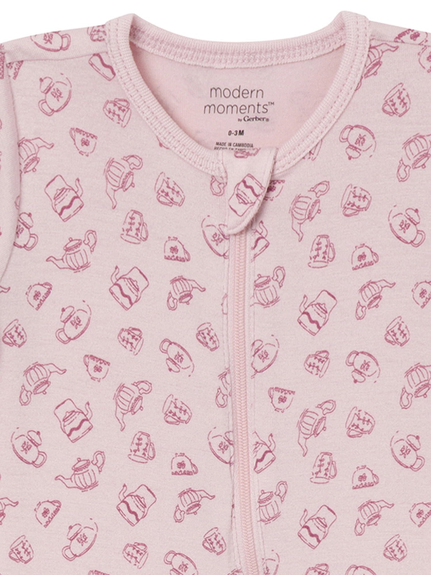 Modern Moments by Gerber Neutral Two-Way Zip Viscose Sleep ´N Play Footed Pajama, 2-Pack, Sizes Newborn - 24 Months