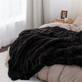 thumbnail image 3 of Faux Fur Blanket Black - Throw (50" x 60"), 3 of 5