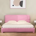 thumbnail image 3 of 4 EVER WINNER King Size Bed Frame, Modern White Bed Frame with Headboard, Boucle Fabric Upholstered Bed Frame, Soft Curved Headboard, Pink, 3 of 8