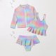 thumbnail image 2 of Odeerbi 4-8 Años Bikini de La Cuerda de La Playa de Verano de Las Niñas Con La Camisa de La Guardia de Las Erupciones Set Traje de Baño Gradiente Ropa de Playa Hawaiana, 2 of 6