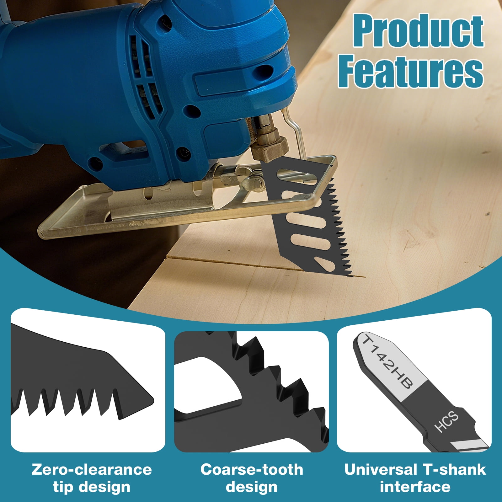 Jigsaw Blade with Handle Black High Carbon Steel Construction Special Shaped Design for Wood Plastic Cutting 10 Pack