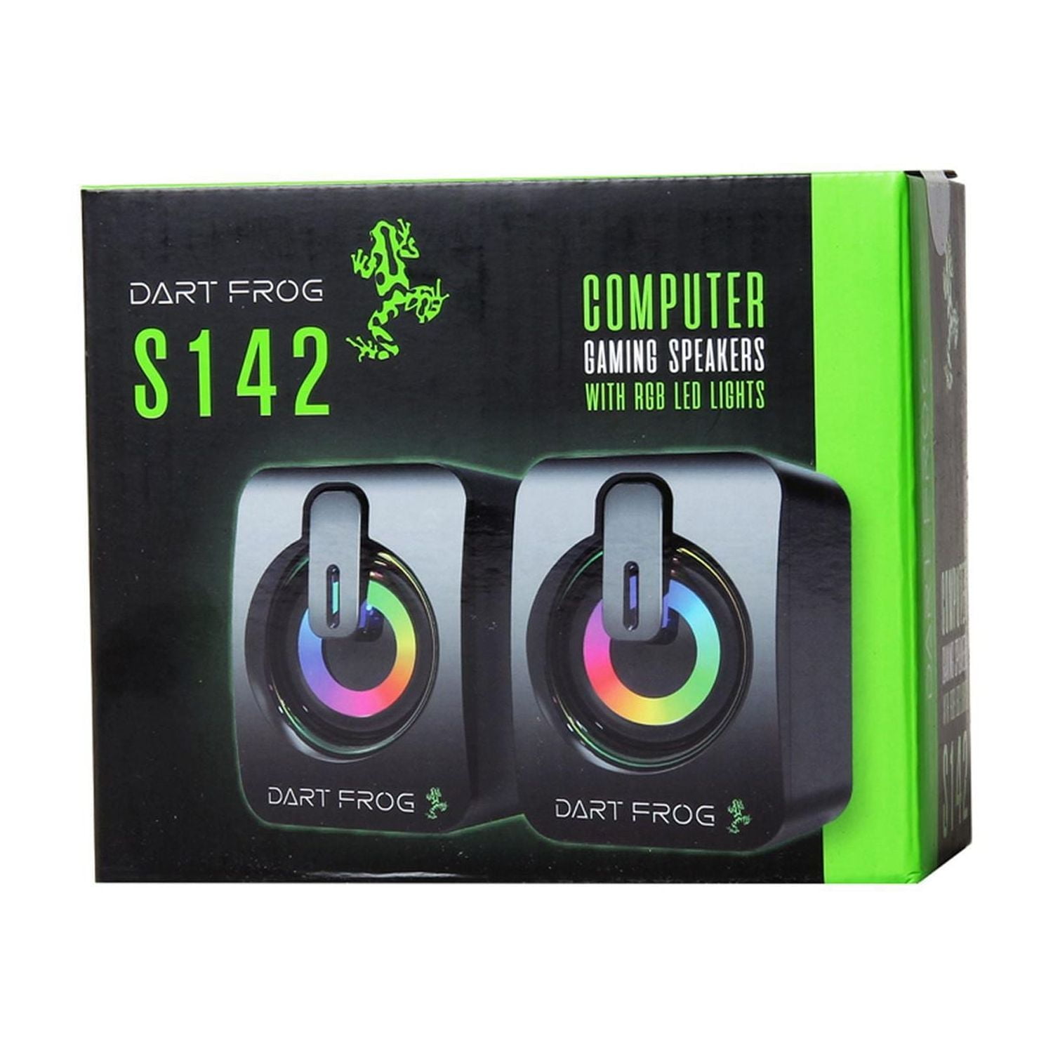 Dart Frog 2.0 Channel Computer Gaming Speakers with Dual LED RGB Lighting - Black