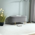 thumbnail image 2 of HOMCOM Upholstered Bedroom Bench, Channel Tufted Ottoman Bench, Grey, 2 of 10