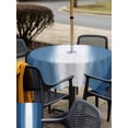 thumbnail image 5 of Outdoor Tablecloth with Umbrella Hole for Patio/Picnic/Party/Camping, Navy Blue Striped Waterproof Table Cloth Square Cover Washable, Blue White Ombre Farmhouse Gradient (60"x 60"), 5 of 9